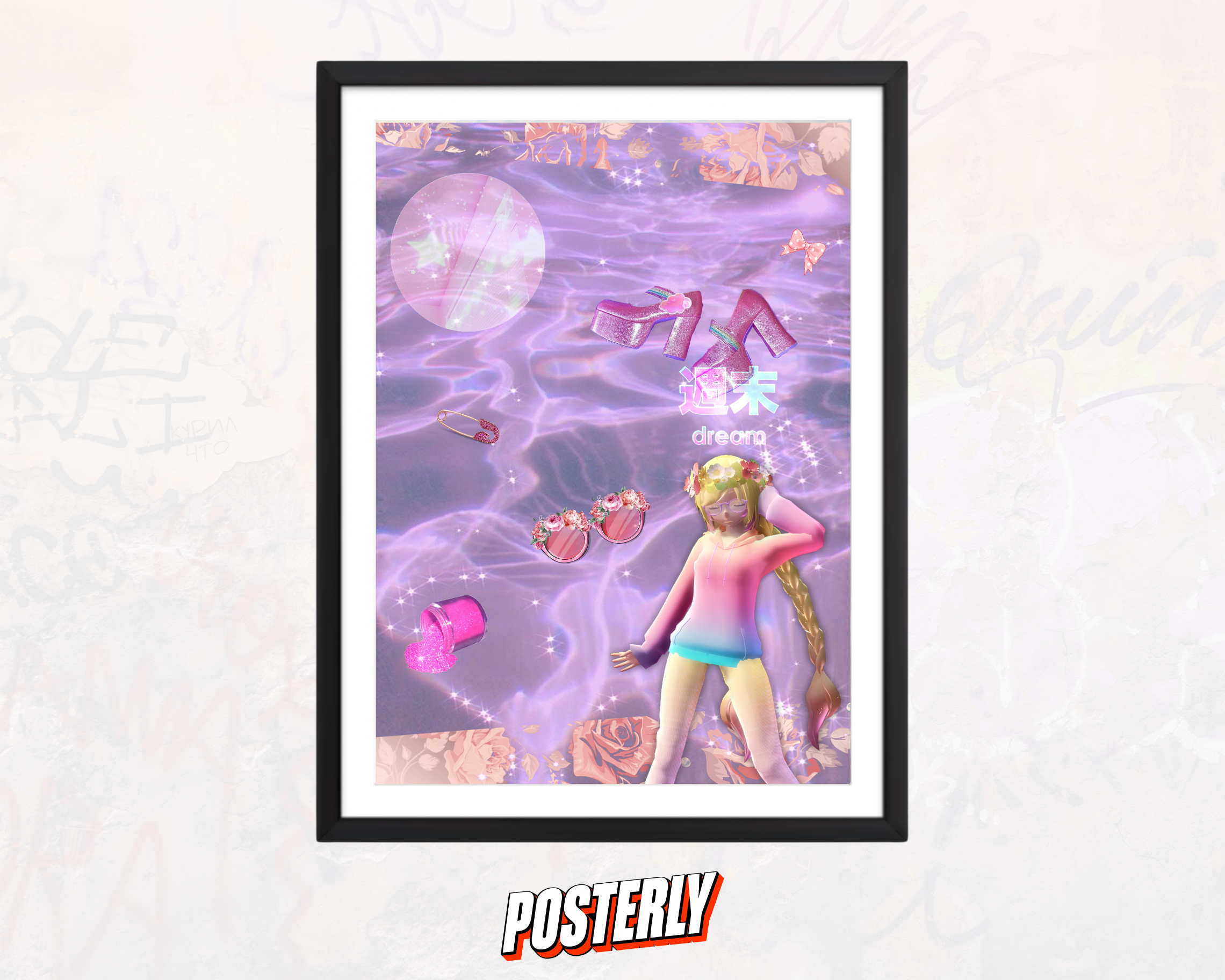 Anime Girl Accessory Collage Poster