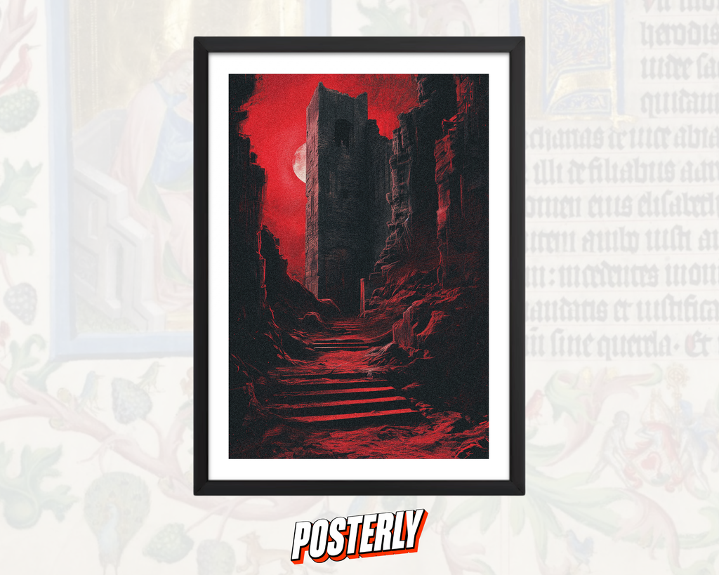 Bloodmoon Isle Ruins - Dark Fantasy Poster