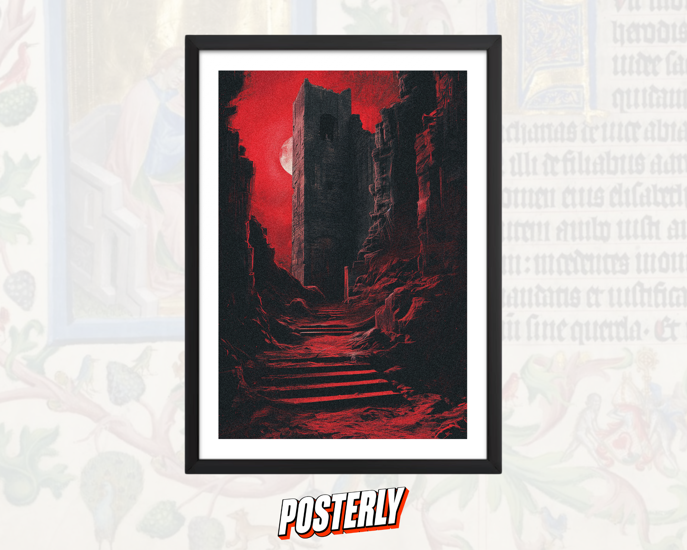 Bloodmoon Isle Ruins - Dark Fantasy Poster