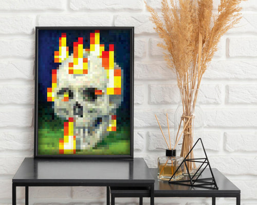 Minecraft Flaming Skull In-Game Painting Poster