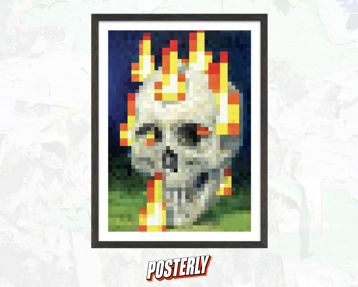 Minecraft Flaming Skull In-Game Painting Poster
