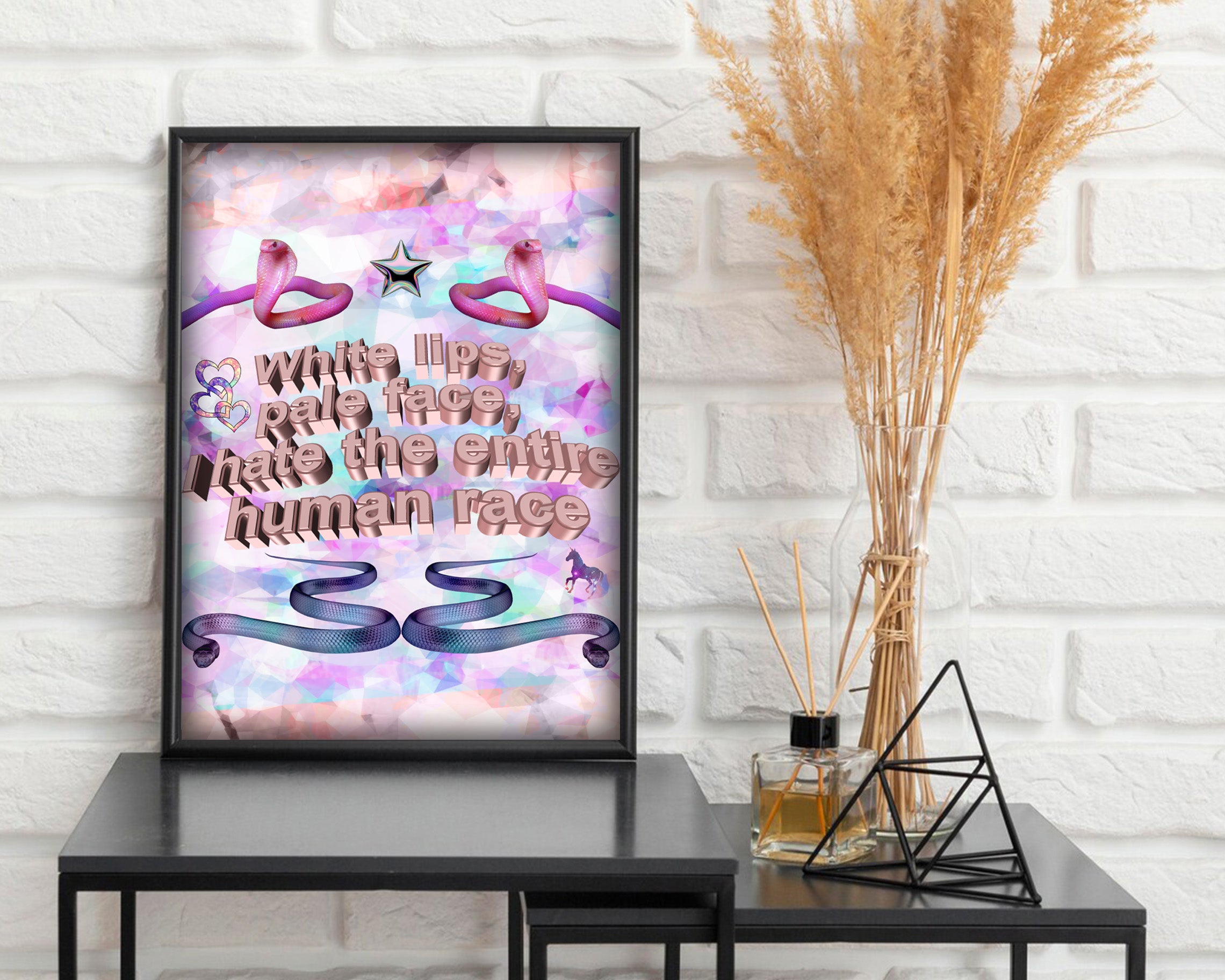 White Lips Pale Face Y2K Aesthetic Poster
