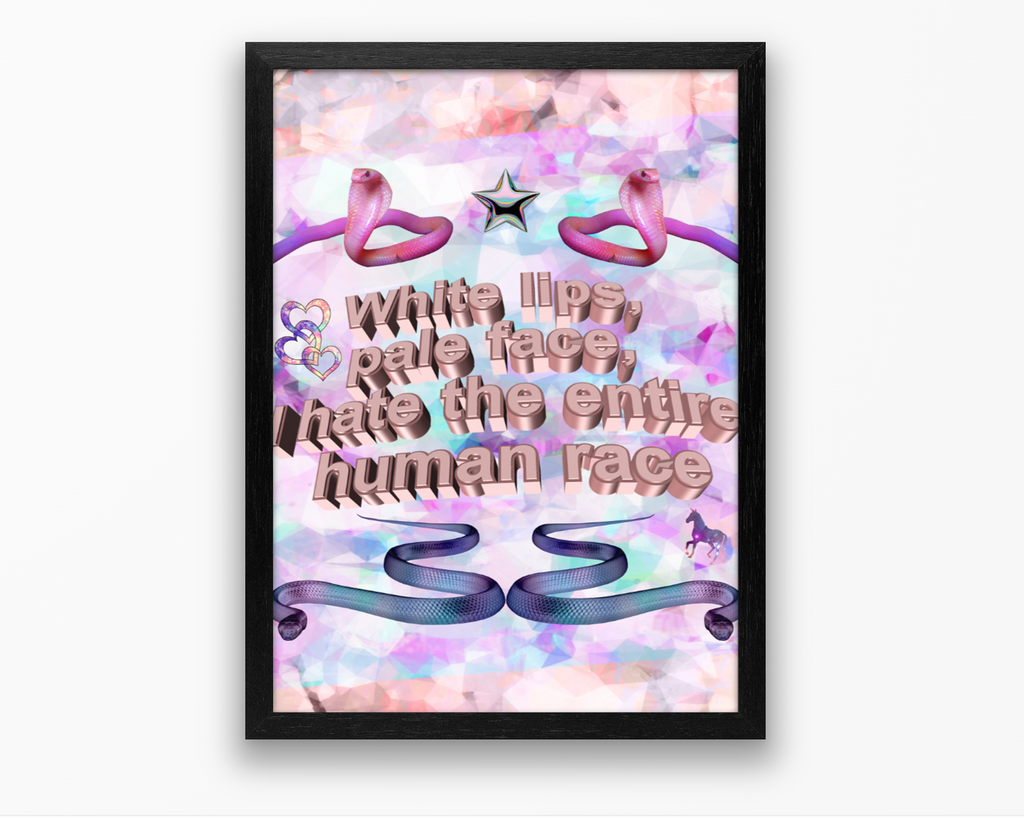 White Lips Pale Face Y2K Aesthetic Poster