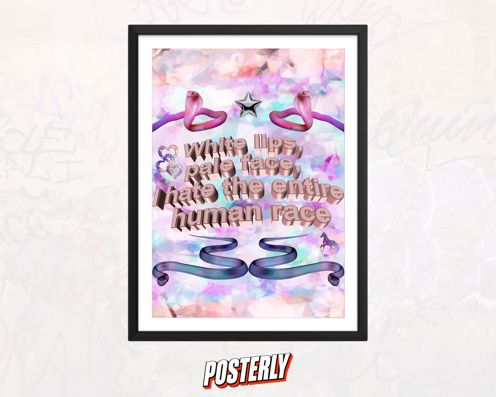 White Lips Pale Face Y2K Aesthetic Poster