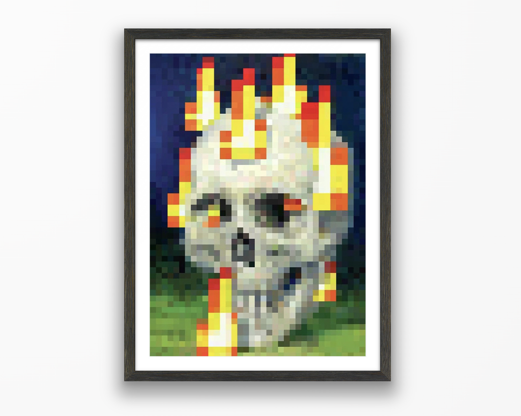 Minecraft Flaming Skull In-Game Painting Poster